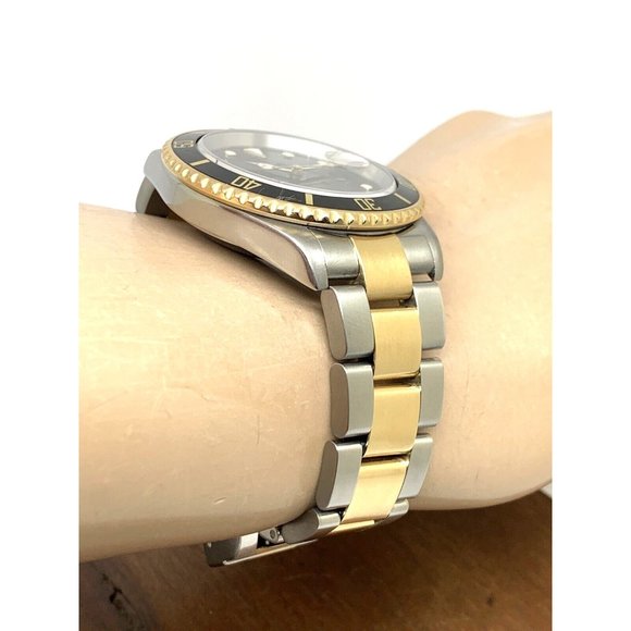 Rolex Men's Watch 16613 Submariner Automatic Black Dial Two Tone 18k Gold Steel - Picture 13 of 15